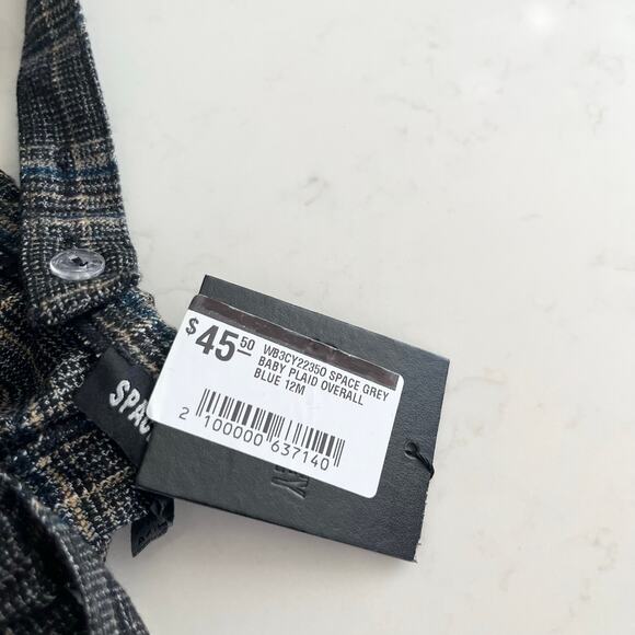 Boys Plaid Suspender Shorts - Space Grey, Size 12 Months - NWT - Picture 8 of 8